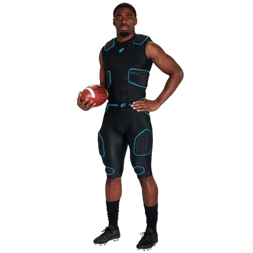 Unisex Bull Rush Girdle with 7 Padding Support - Black & Optic Blue, Medium