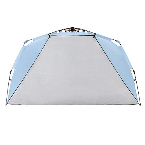 Instant Shader Enhanced Beach Tent - Sky Blue, 4-6 Person, UPF 50+ Sun Shelter with Extended Porch