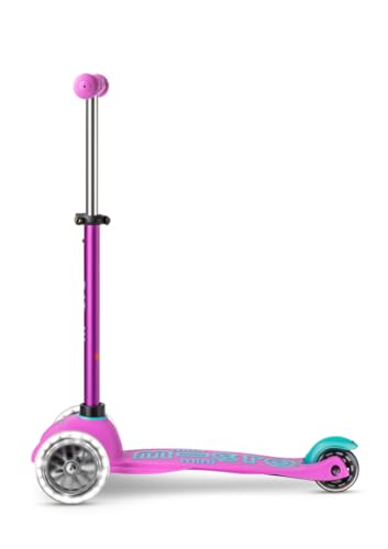 Mini 3-Wheel Toddler Scooter with LED Lights - Lavender, Adjustable & Stable