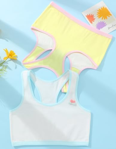 Girls Cotton Sports Bras for Teens - 7-9 Years, 6 Colors