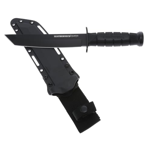 Cold Steel Leatherneck Tanto Fixed Blade Knife with D2 Steel, 7" Blade, Tactical Military-Style Knife with Sheath
