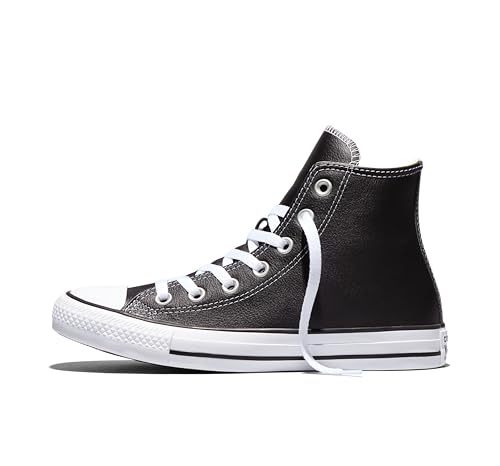 Unisex Leather High Top Sneakers - Chuck Taylor All Star, Black, 12 Women/10 Men