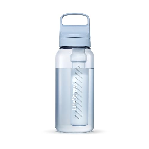 LifeStraw Go 1L Water Filter Bottle 2-Pack - Icelandic Blue & Aegean Sea