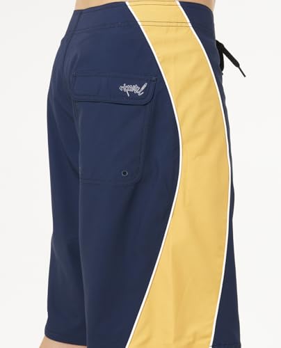 Rip Curl Men's Mirage Panel Beater 22" Boardshorts Navy/Yellow - Eco-Friendly Quick Dry Swimwear