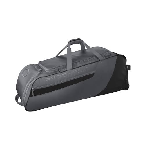 EvoShield Takeover Wheeled Bag Charcoal - Large Sports Gear Duffel with Custom Panel