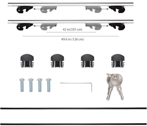 Amazon Basics 56-inch Cross Rail Roof Rack for SUVs & Cars, 2-Pack, Black/Silver