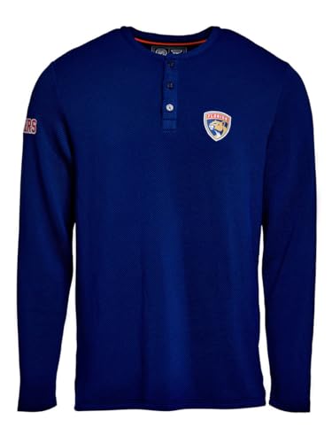 Florida Panthers Waffle Henley Shirt for Men - Navy XL