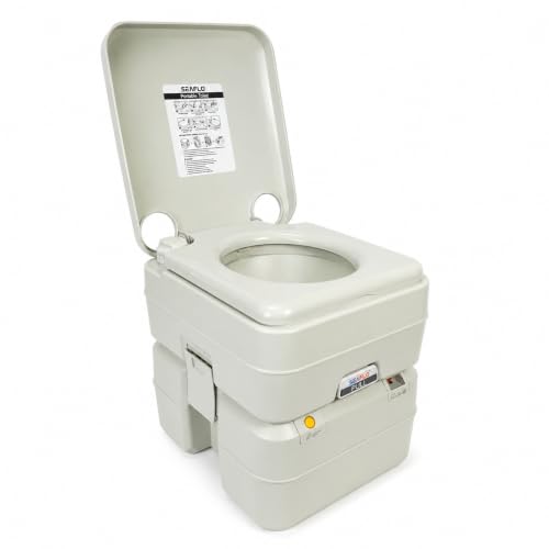 SEAFLO 5.3 Gallon Portable Camping Toilet with Dual Tanks, Level Indicator, & 4-Year Warranty