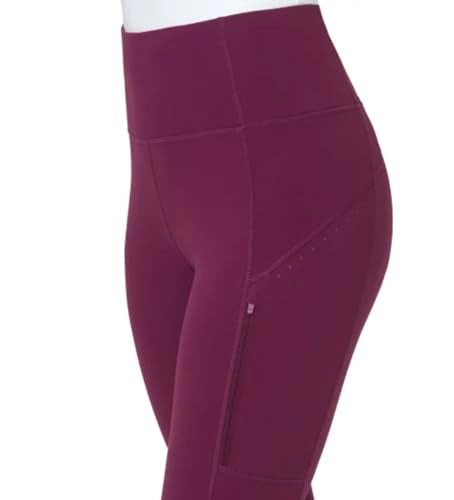 X-Large Women's Moisture-Wicking Cropped Leggings with Side Zip Pockets - Purple