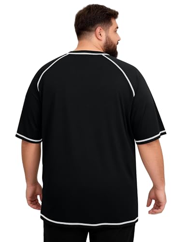 Roadbox Big & Tall Men's Swim Shirt UPF 50+ Short Sleeve Rash Guard 3X-Large Black