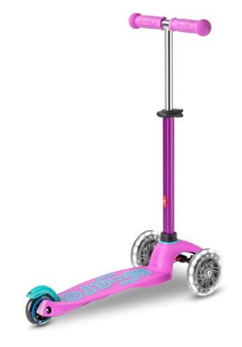 Mini 3-Wheel Toddler Scooter with LED Lights - Lavender, Adjustable & Stable