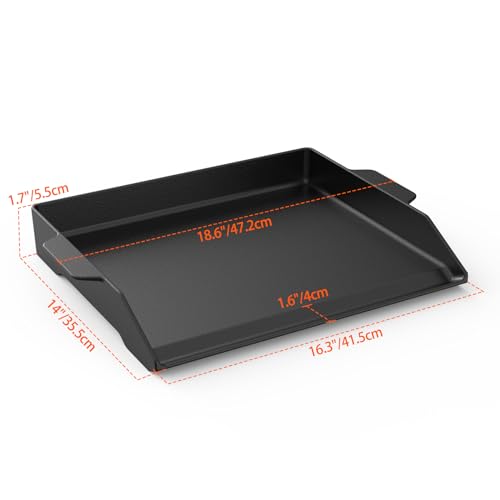 Cast Iron BBQ Flat Top Griddle - 18.6x14 Inch Non-Stick Outdoor Cooking