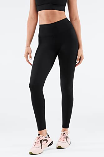 Black Medium High-Waisted Compression Leggings for Workout & Yoga - Flattering Fit
