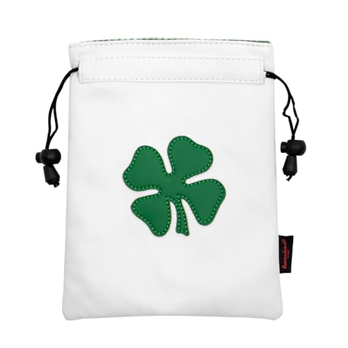 Leather Golf Valuables Pouch with Drawstrings - White - Men Women