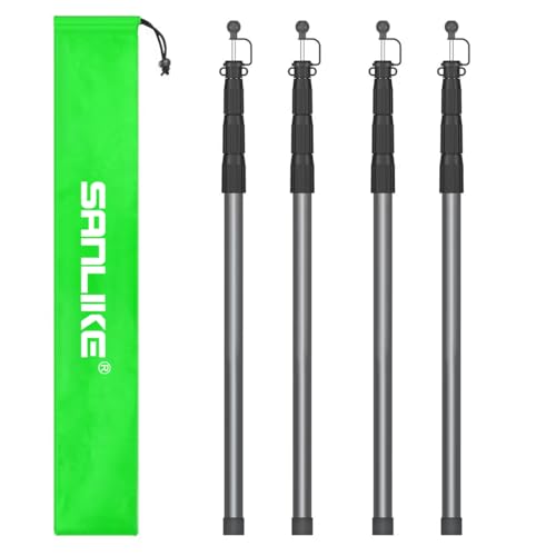Gray Aluminum Tent Poles for Tarp - Telescoping, Set of 4, 8.2 Feet