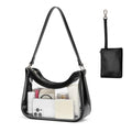 Clear Stadium Purse for Women - PVC with Privacy Wallet - Black