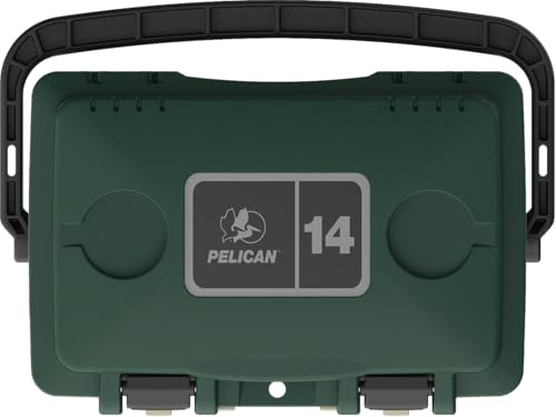 Pelican 14 Quart Cooler with Handle & Accessories - Hunter Green/Tan