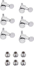 Fender Deluxe Locking Staggered Guitar Tuners - Right Hand, Chrome, Vintage Buttons