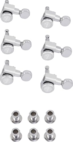Fender Deluxe Locking Staggered Guitar Tuners - Right Hand, Chrome, Vintage Buttons