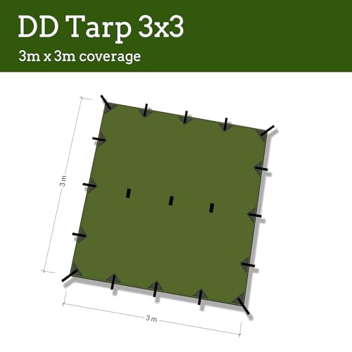 DD Hammocks Waterproof Tarp 3x3m Coyote Brown Lightweight Shelter for Camping