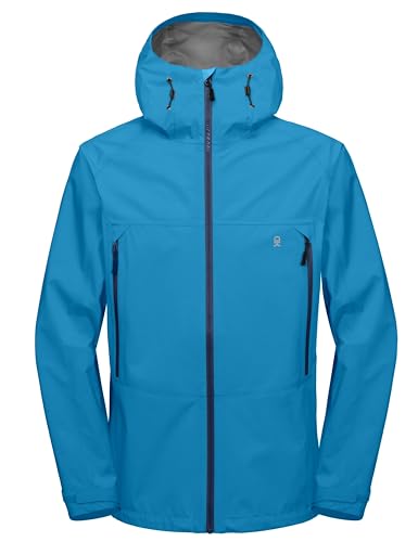 Men's Waterproof Rain Jacket - High-Performance 3L Hard Shell, Blue XL