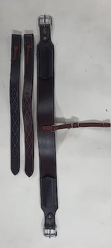 Horse Leather Back Cinch Girth with Billets - Handcrafted Oiled Brown Leather