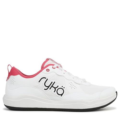 Ryka Women's Court Agility Cross Training Shoe 7.5 Wide White Pink