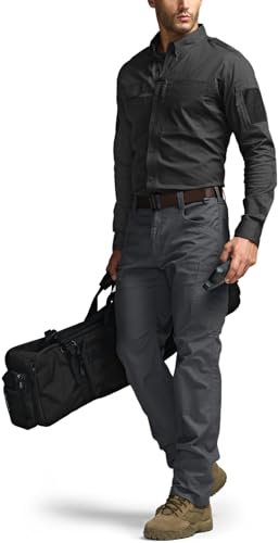 Men's Tactical Long Sleeve Shirts Ripstop Military Work Uniform Outdoor Hiking Breathable UPF 50+