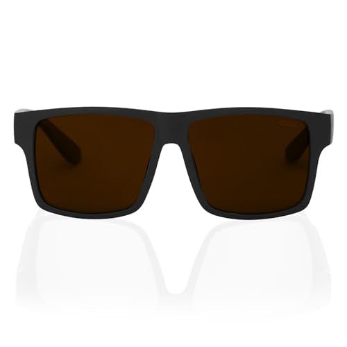 TOROE XL Light Weight TR90 Frame Sunglasses Matte Black with Black Emblem / Brown C4