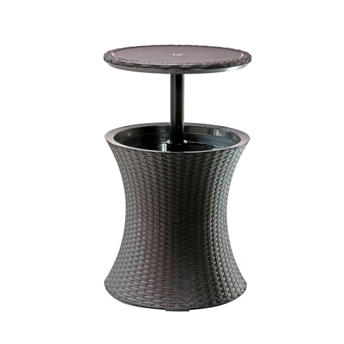 Outdoor Patio Bar Table with 7.5-Gallon Cooler - Espresso Brown