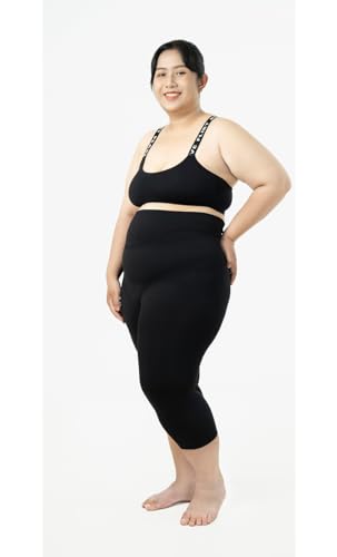 Bioflect® Capri Compression Leggings 7XL Black with Bioactive Fibers & Raised Massage Knit