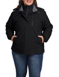 Wantdo Women's 3-in-1 Ski Jacket Plus Size Winter Snowboarding Coat Black 3X
