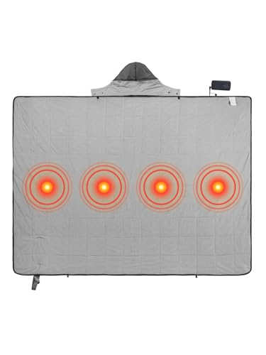 iClimb Dark Grey Heated Waterproof Blanket with 10,000mAh Battery Pack, Portable & Adjustable