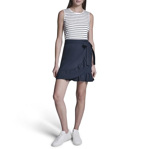Women's Knit Sleeveless Cotton Striped Dress - Small Black White