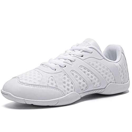 White Cheer Shoes for Women Girls Youth Cheerleading Sneakers - Size 10 - Breathable & Comfortable Athletic Flats
