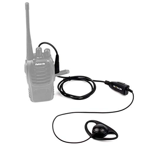 Retevis Case of 10, Walkie Talkies Earpiece with Mic 2 Pin D-Type Headset for H-777 RT22 RT21 RT86S, Compatible with Pxton, Baofeng BF-888S, Kenwood Walkie Talkies, Walkie Talkie Earpiece(10 Pack)