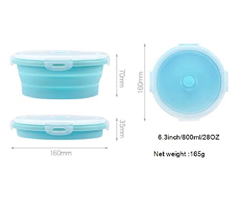 27oz Collapsible Food Storage Container with Lid - 800ml Silicone Bowl