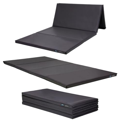 Z Athletic Black Folding Gymnastics Mat 4ft x 8ft x 2in for Tumbling & Cheer