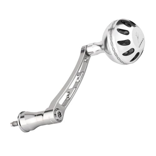 GOMEXUS CNC Silver Black Power Handle for Shimano Spinning Reels, 70mm Long Crank, Premium Bearings