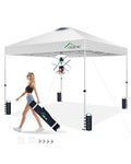 Acepic White 10x10 Pop Up Canopy Tent with Easy Setup & Waterproof Fabric