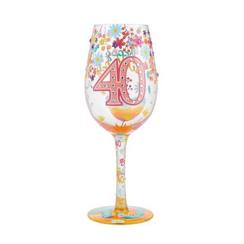 Happy 40th Birthday Hand-Painted Wine Glass 15.2oz - Multicolor Celebration