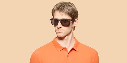 Men's Rectangular Sunglasses with Polarized Lenses - Matte Black, 61mm