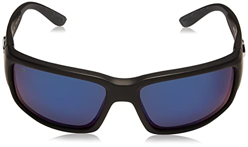 Costa Fantail Polarized Sunglasses Men Matte Black/Grey Blue Mirrored 580p, 59mm