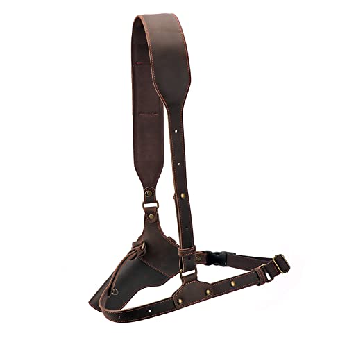 Tourbon Adjustable Leather Chest Rig Holster with Ammo Pouch for Hunting and Shooting