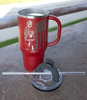 Skiennix 32oz Personalized Tumbler - Custom Engraved Travel Cup With Handle, Lid & Straw