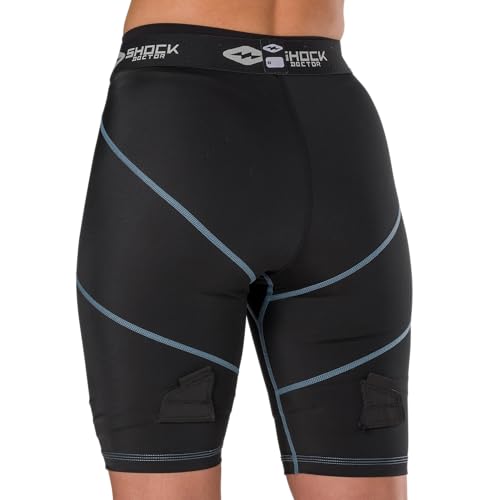 Girl's Compression Hockey Short with Pelvic Protector - Large, Black