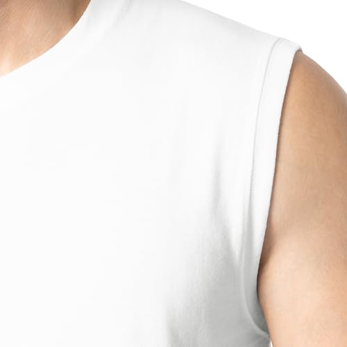 Men's Sleeveless Cotton T-Shirt - Breathable Moisture-Wicking & Odor Control, Small, White
