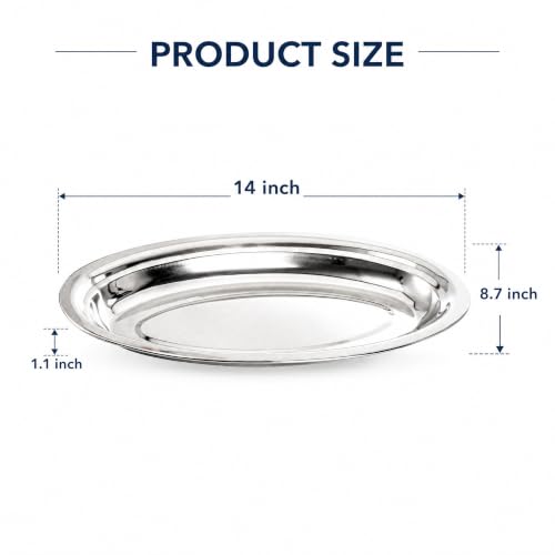 6 Pack 14-Inch Stainless Steel Oval Serving Platters - Elegant & Durable