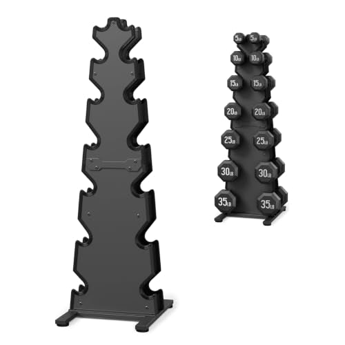 Jusgym Black 7-Tier Dumbbell Rack Stand - Heavy-Duty Weight Storage Organizer