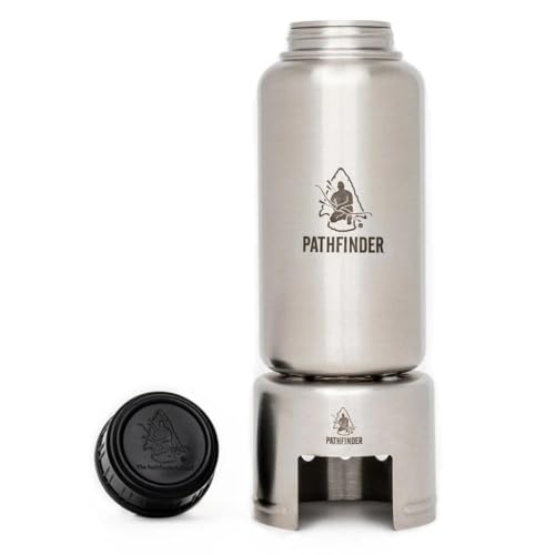 32oz Stainless Steel Water Bottle with Cup & Stove Set for Camping